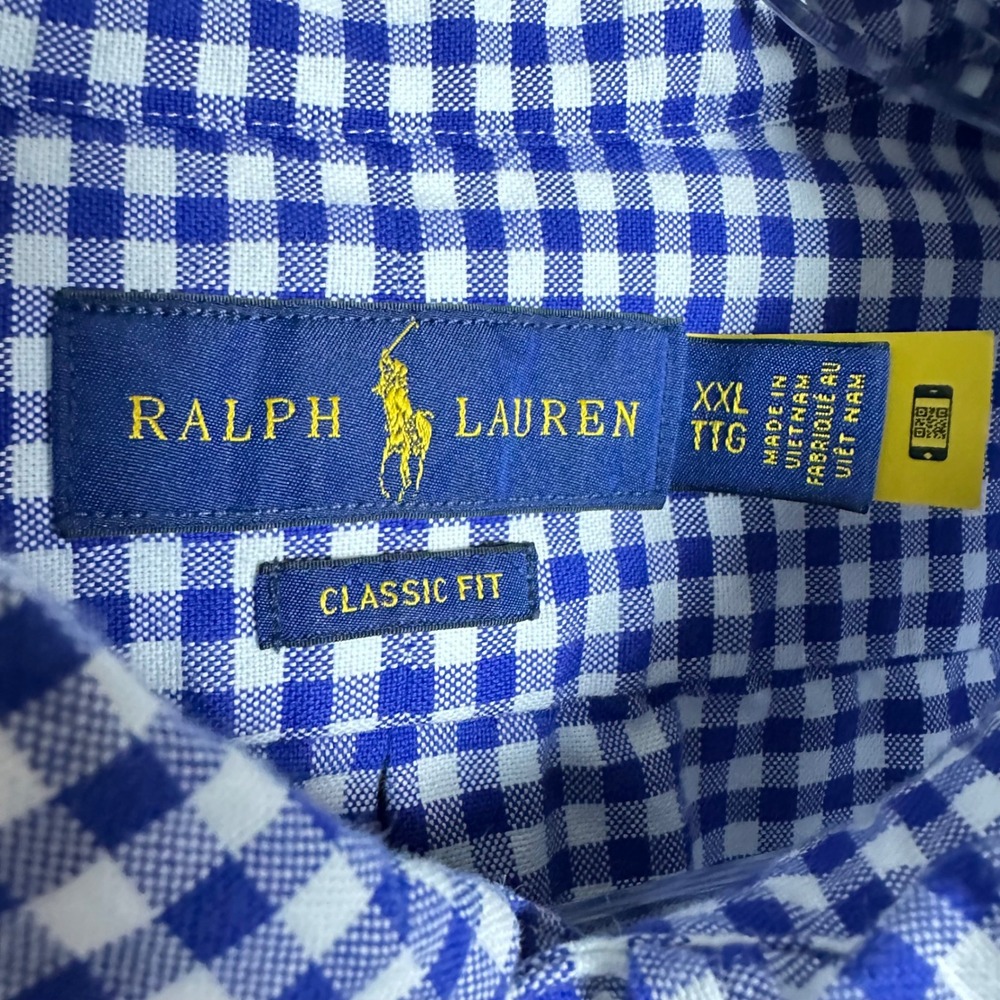 Ralph Lauren Men XXL Gingham Button Down Shirt Blue Pony Classic Long Sleeve - Picture 5 of 9